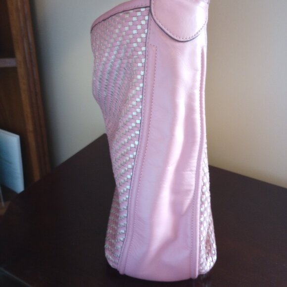 Coach Park Avery Hobo Bucket Shoulder Tote Bag Mauve Pink & Gold Woven Leather - Picture 7 of 12